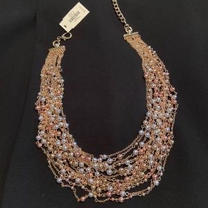 NWT Talbots Necklace, Rose Gold/Gold/Silver Balls
